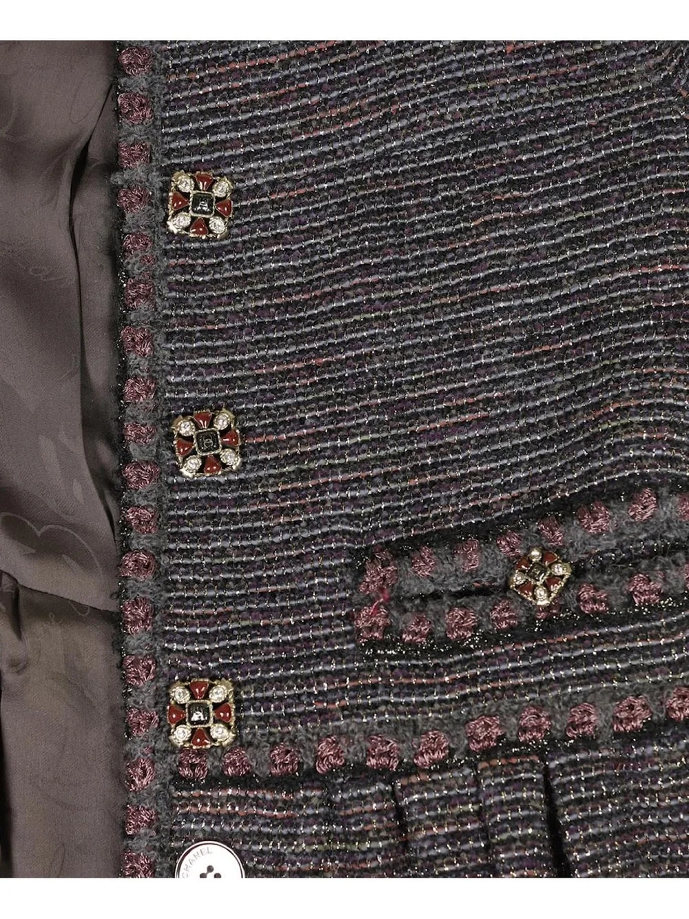 CHANEL $10k Gripoix Button Tweed Fit-and-Flare Jacket in Medium Size US 8, Fr 40